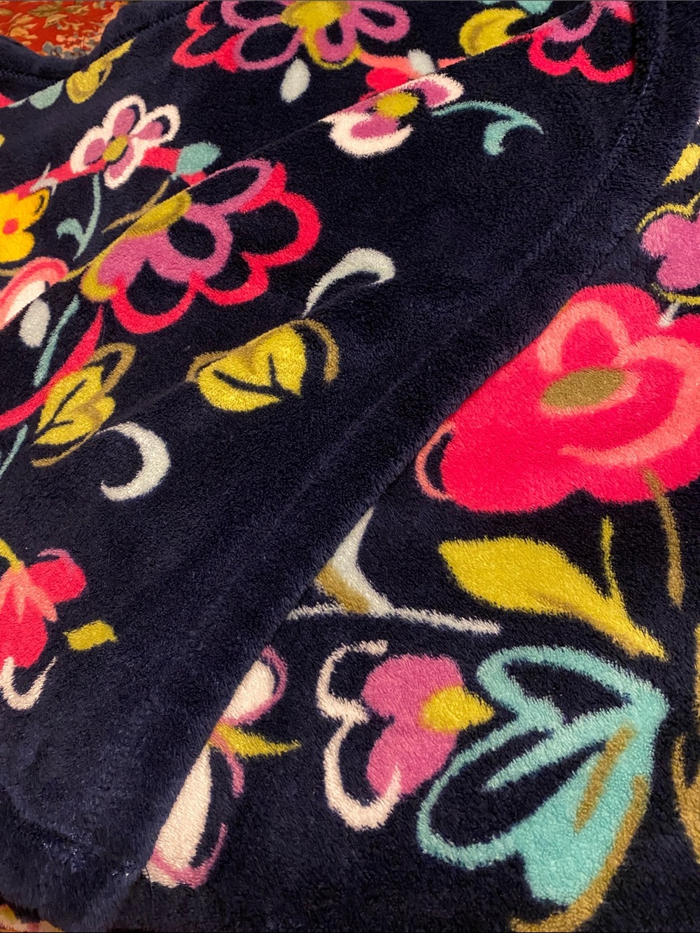 Vera Bradley Navy Floral Plush Throw Blanket